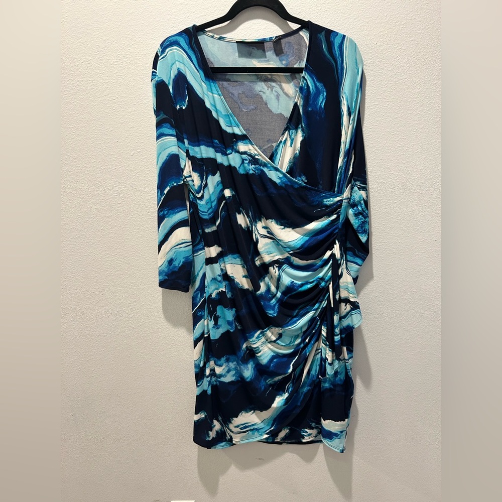 Blue marble wrap dress